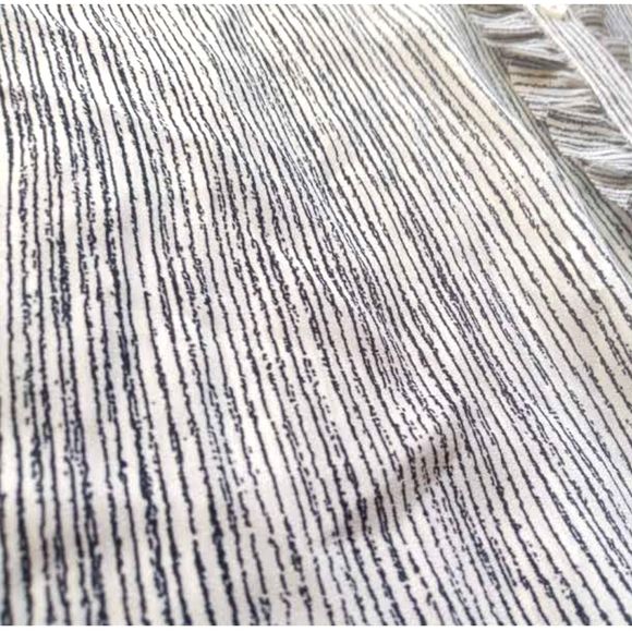 Banana Republic Striped Button Down Tuxedo Ruffles Long Sleeve High Neck Medium - Picture 4 of 6